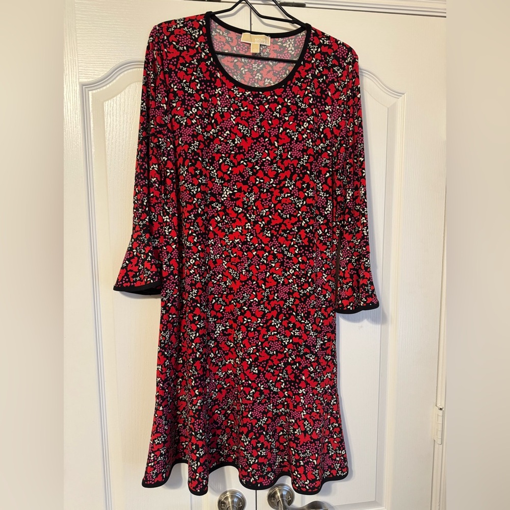 Floral Red and Black Women's Dress